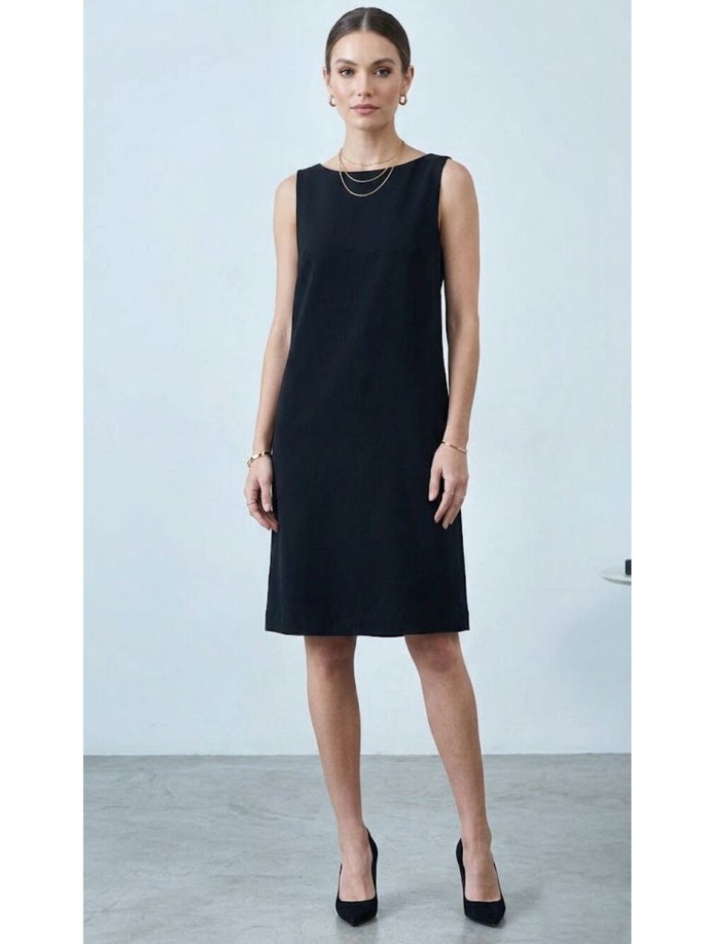 Felicity & Coco V-Back Shift Dress, Black, Womens Size X-Small